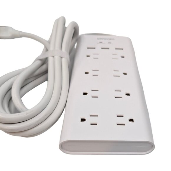 Wandofo Surge Protector Power Strip 8 Outlet 3 USB White 12' Cord Mountable - Picture 2 of 10
